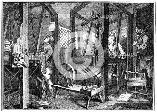 Weaving at Spitalfields, London, 1747 (1894). Artist: Unknown