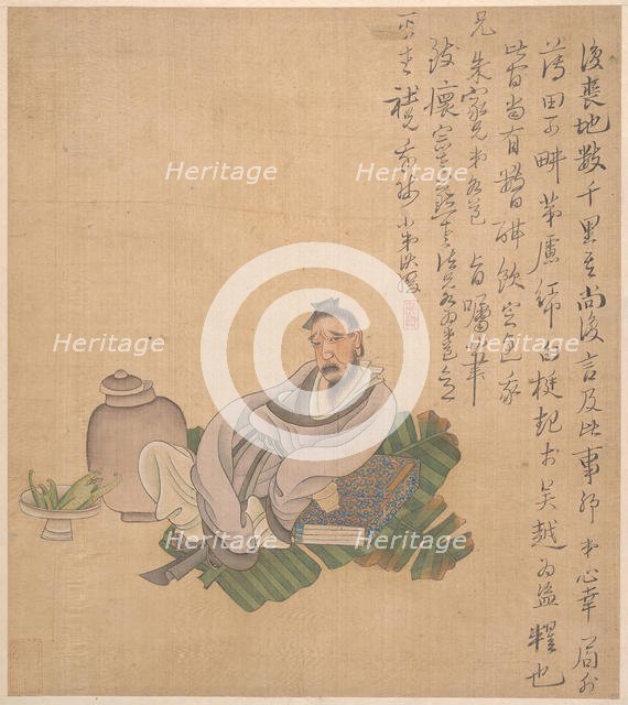 Figures, flowers, and landscapes, one leaf dated 1627. Creator: Chen Hongshou.