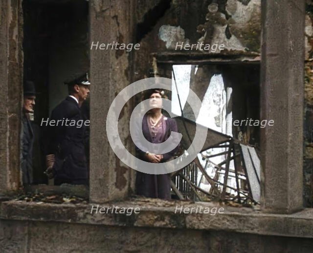 King George VI and Queen Elizabeth Inspecting Bomb Damage, 1942. Creator: British Pathe Ltd.