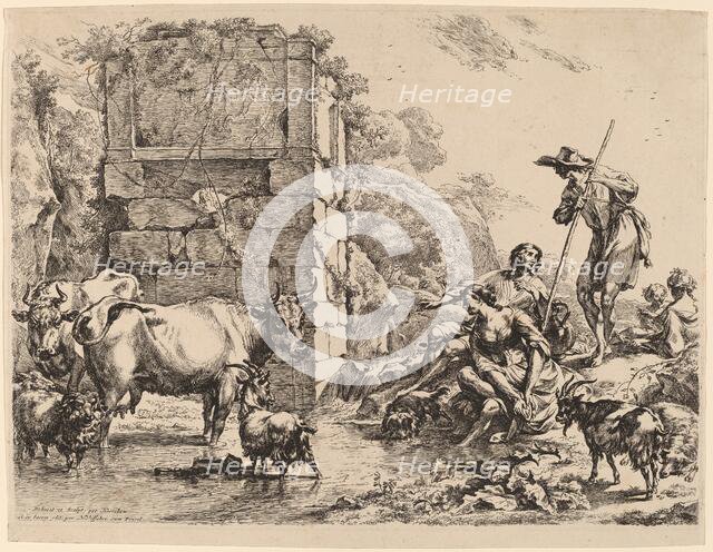 Cow Drinking, 1680. Creator: Nicolaes Berchem.