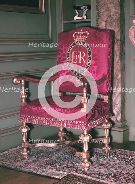 Oath of Allegiance Throne, Queen Elizabeth II's Coronation, 1953. Creator: Arthur Charles Kirby Ware.