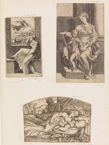 Woman and angel, Virgin and Child, Satyr Watching a Young Mother and Child Sleeping, 1555-1567. Creator: Angiolo Falconetto.