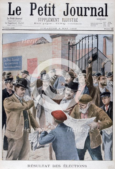 Reading election results in the ewspaper, Paris, 1902. Artist: Unknown