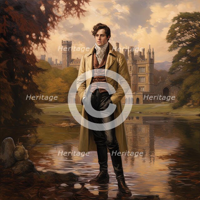 AI Image - Portrait of Lord Byron, 1810s, (2023).  Creator: Heritage Images.