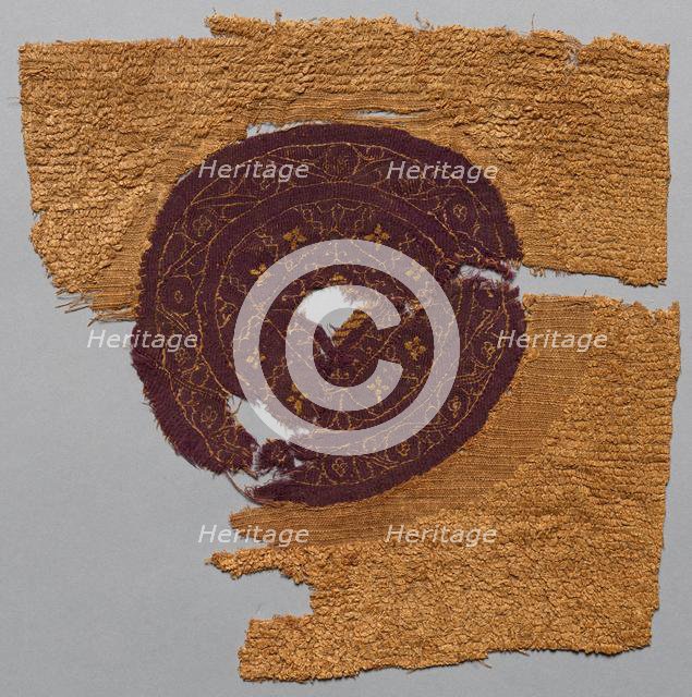 Fragment with Gold Foil, from a Furnishing Fabric, 300s-400s. Creator: Unknown.