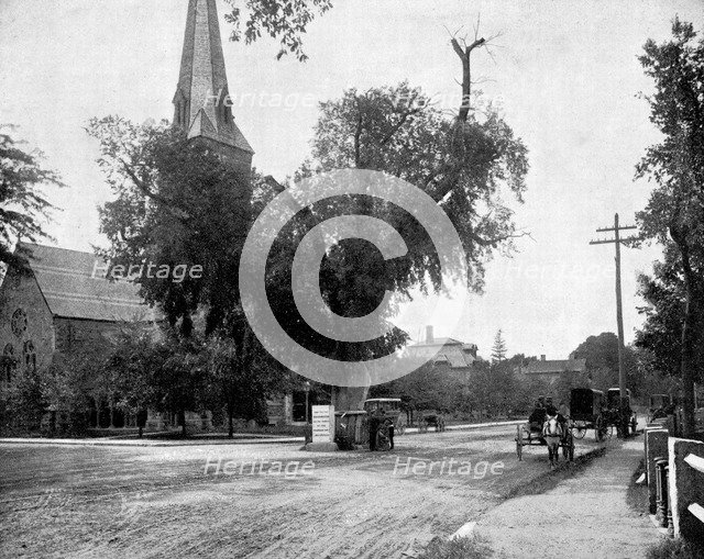 Washington Elm and Memorial Stone, Cambridge, Massachusetts, USA, 1893.Artist: John L Stoddard
