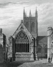 Merton College Chapel, from the quadrangle, Oxford, 1834.Artist: John Le Keux