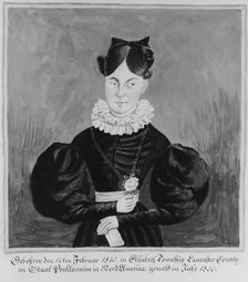 Portrait and Birth Record of Mahala Wechter, 1833. Creator: Jacob Maentel.