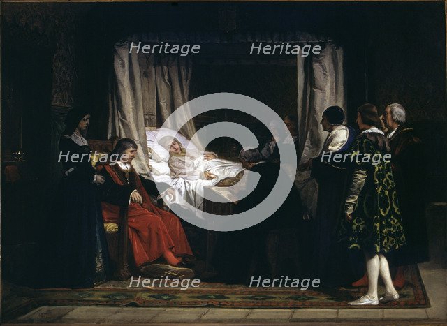 Isabella the Catholic dictating his will, oil, 1864.