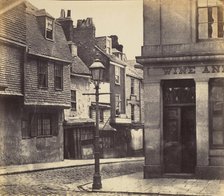 Street with Lamp Post and Wine Shop, 1850s. Creator: Unknown.