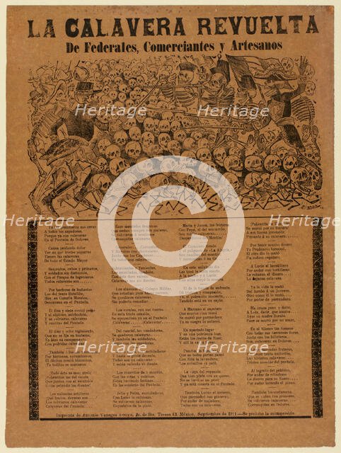 The Rebel Calavera of the Federal Army, Merchants, and Artisans, 4262. Creator: José Guadalupe Posada.