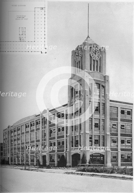 Detail of tower and typical floor plan, AM Creighton Building, Lynn, Massachusetts, 1923. Artist: Unknown.