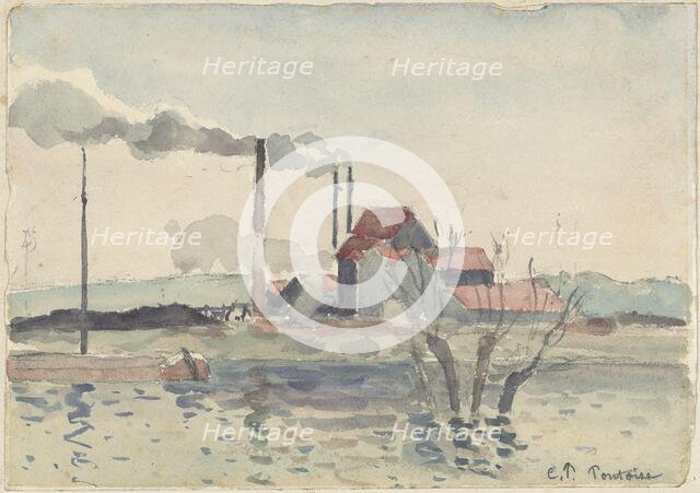 Factory on the Oise at Pontoise, 1873. Creator: Camille Pissarro.