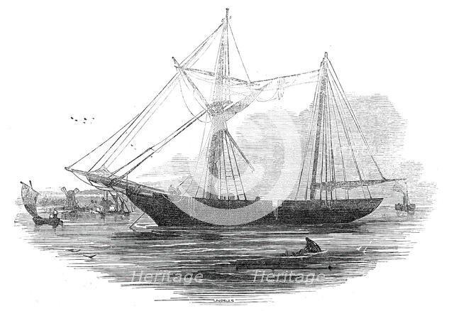 The schooner "Echo", St. Katherine's Docks, 1845. Creator: Ebenezer Landells.
