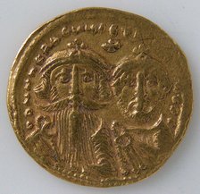 Solidus of Heraclius and Heraclius Constantine, Byzantine, 629-631. Creator: Unknown.