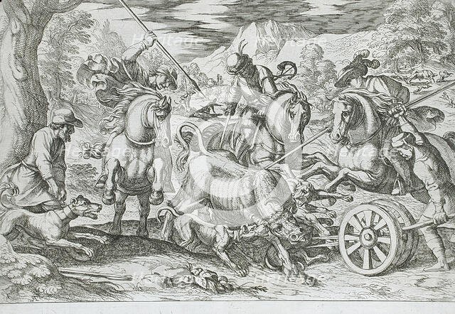 Wild Bull Hunt, 16th century. Creator: Antonio Tempesta.