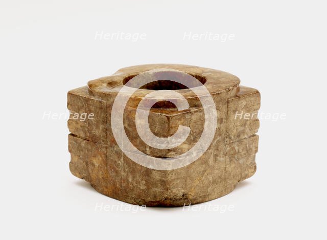 Two-tier tube (cong ?) with masks, Late Neolithic period, ca. 3300-ca. 2250 BCE. Creator: Unknown.