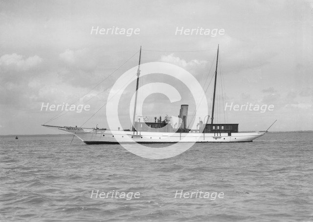 The steam yacht 'Irex' at anchor, 1912. Creator: Kirk & Sons of Cowes.