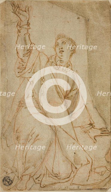 Kneeling Saint Stephen with Upraised Right Arm, n.d. Creator: Lorenzo Sabatini.