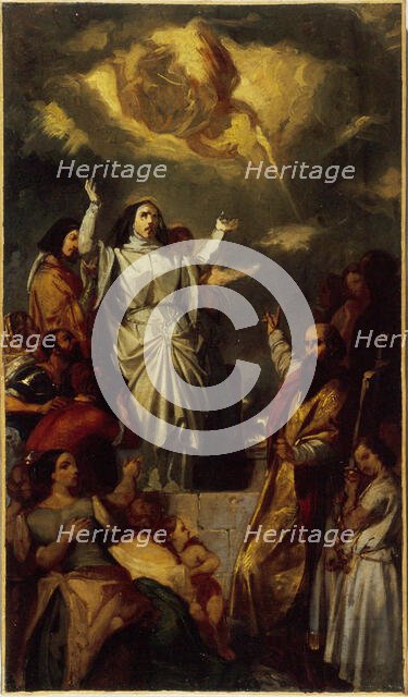 Apotheosis of Saint Genevieve, sketch for the painting in Notre-Dame-de-Lorette church, c1835. Creator: Eugene Deveria.