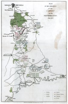 'Plan of the Operation of the Campaign in the Netherlands', June 1815, (1816). Artist: Unknown