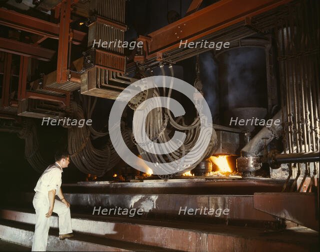 Electric phosphate smelting furnace used in the making of elem...Muscle Shoals area, Alabama, 1942. Creator: Alfred T Palmer.