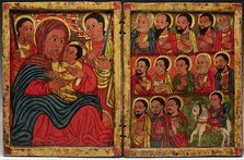 Diptych with Mary and Her Son Flanked by Archangels, Apostles and a Saint, late 15th century. Creator: Unknown.