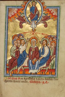 Pentecost, about 1190-1200; text added about 1480-1490. Creator: Unknown.