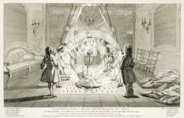 Assembly of Freemasons for the initiation of a master, c1733. Artist: Unknown