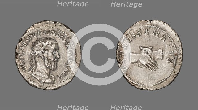 Antoninianus (Coin) Portraying Emperor Pupienus, 238 (April-June), issued by Balbinus and Pupienus.. Creator: Unknown.