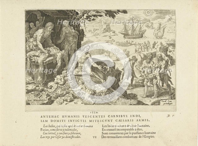 Imperial troops brings civilization to the Indians, 1555. Creator: Heemskerck, Maarten Jacobsz, van (1498-1574).