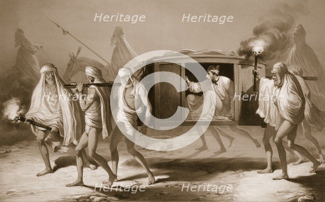 Indian-style post-chaise in the Punjab between Loudiana and Amritsar, 1859. Creator: A. Soltykoff (19th century).