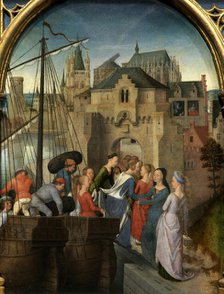 Saint Ursula Shrine: Arrival of the virgins in Cologne, 1489. Creator: Memling; Hans (1433/40-1494).