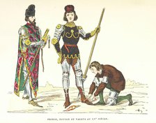 Prince, squire and servants in the 15th century, (1882).  Creator: Unknown.