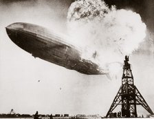 The German airship 'Hindenburg' blows up, Lakehurst, New Jersey, USA, 6 May 1937. Artist: Unknown