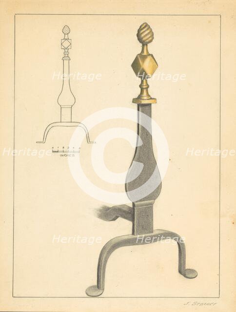 Andiron (one of pair), c. 1936. Creator: Jack Staloff.