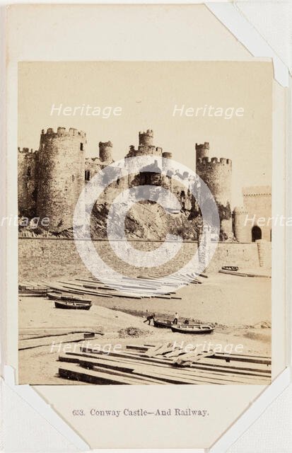 Conway Castle and Railway, mid-late 19th century. Creator: Francis Bedford.