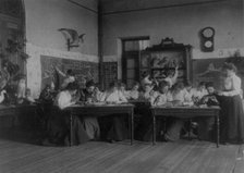Students studying birds in biology class in a Washington, D.C. school, (1899?). Creator: Frances Benjamin Johnston.