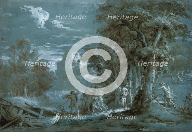 Landscape with a Scene from Fénelon's Télémaque, 1780. Creator: Jean Jacques Lagrenee.