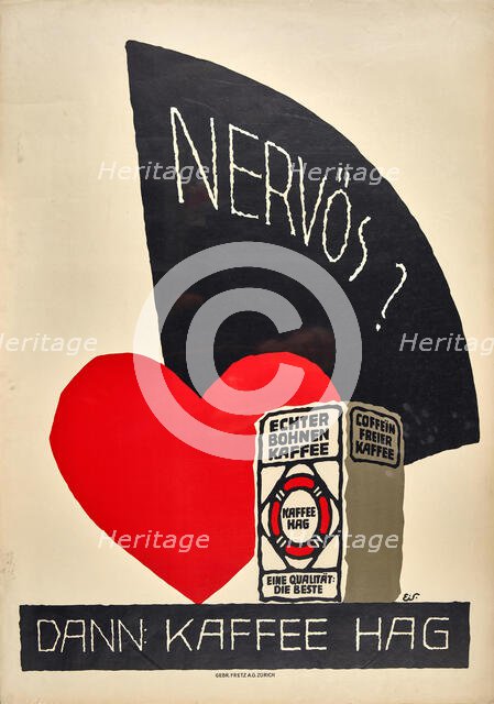 Nervous? Drink Hag coffee, c1932. Creator: Scotland; Eduard (1885-1945).