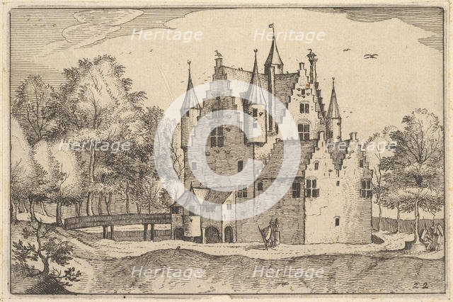 A Castle, plate 22 from Regiunculae et Villae Aliquot Ducatus Brabantiae, ca. 1610. Creator: Claes Jansz Visscher.