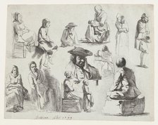 Study of Thirteen Figures, 19th century. Creator: Anon.