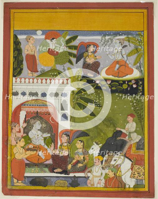 Kama Shoots a Love Arrow at Shiva, from a copy of the Song of Gauri (Gita-Gauri), c. 1675/80. Creator: Unknown.