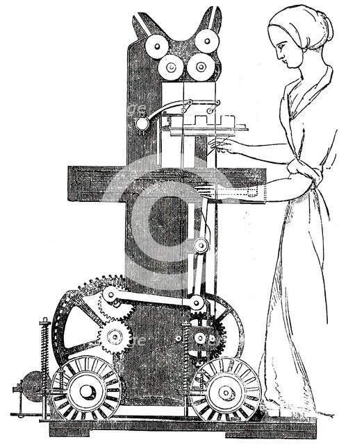 Reid's Patent Vertical Power-Loom (Interior Section), 1850. Creator: Unknown.