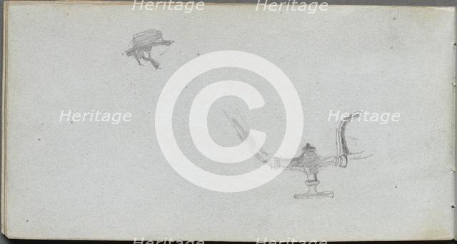 Sketchbook, page 26: Study of a Head and a Lamp. Creator: Ernest Meissonier (French, 1815-1891).