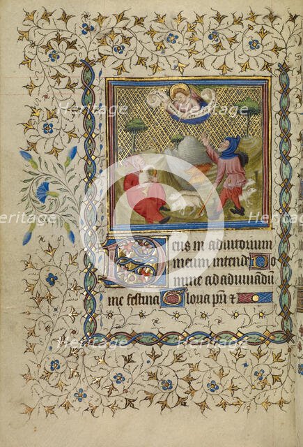 The Annunciation to the Shepherds; Book of Hours, about 1400-1410. Creator: Unknown.