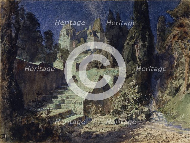 Stage design for the opera The scarlet Rose by N. Krotkov, 1884. Artist: Polenov, Vasili Dmitrievich (1844-1927)