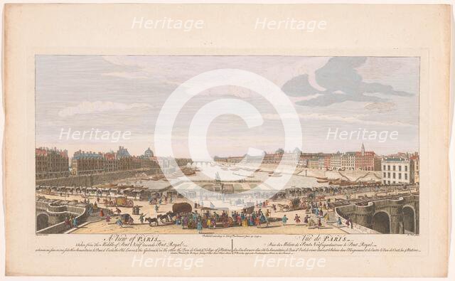 View of the Pont Neuf over the River Seine in Paris, looking towards the Pont Royal, 1749. Creator: Remigius Parr.