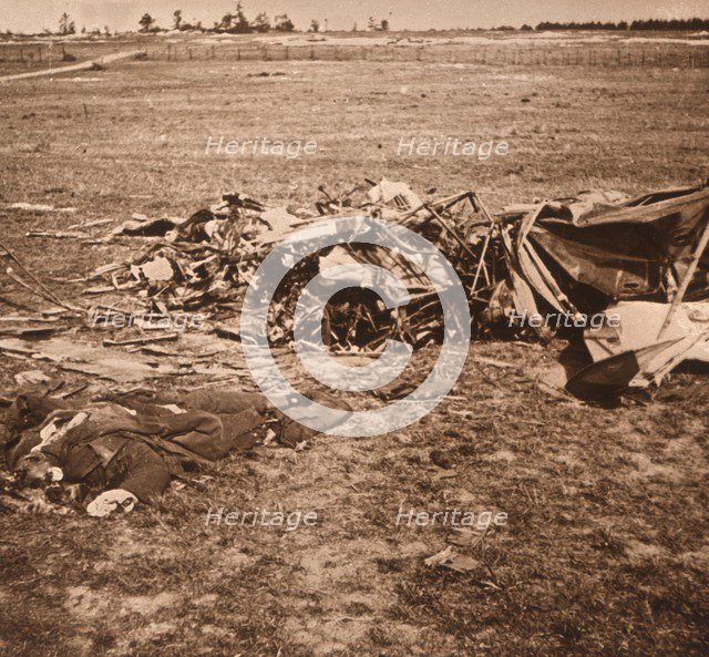 Crashed plane, Sainte-Marie-à-Py, northern France, c1914-c1918. Artist: Unknown.