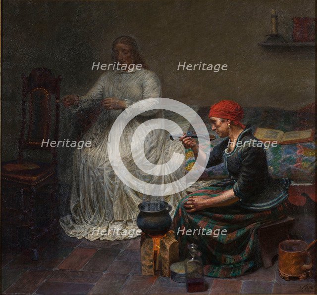 Leonora Christina in the Blue Tower. Cooking porridge. Artist: Zahrtmann, Kristian (1843-1917)